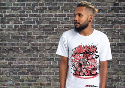 3 Tees for R1,399 model wearing a front-print T-shirt