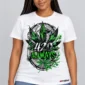 420 Always on a model wearing a white graphic T-shirt with C63s.com hem branding