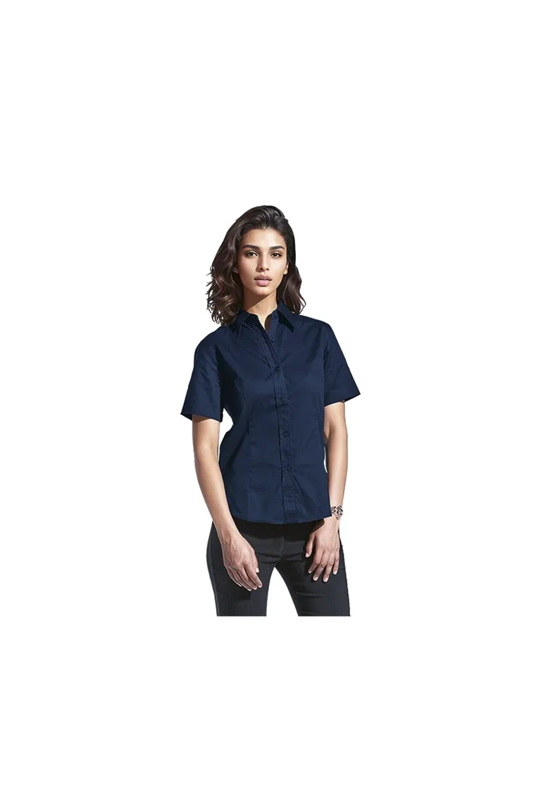 C63s Brushed Cotton Twill Blouse Short Sleeve Ladies