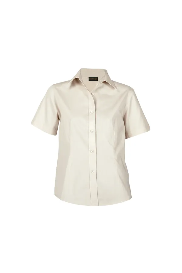 C63s Brushed Cotton Twill Blouse Short Sleeve Ladies