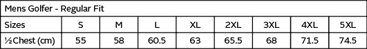 Odyssey Golfer Mens — official Barron size guide