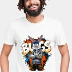 Bugs Street King graphic T-shirt — White front view on the catalogue model