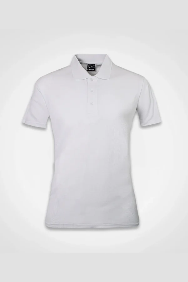C63s Ladies Team Polo in White — plain front view