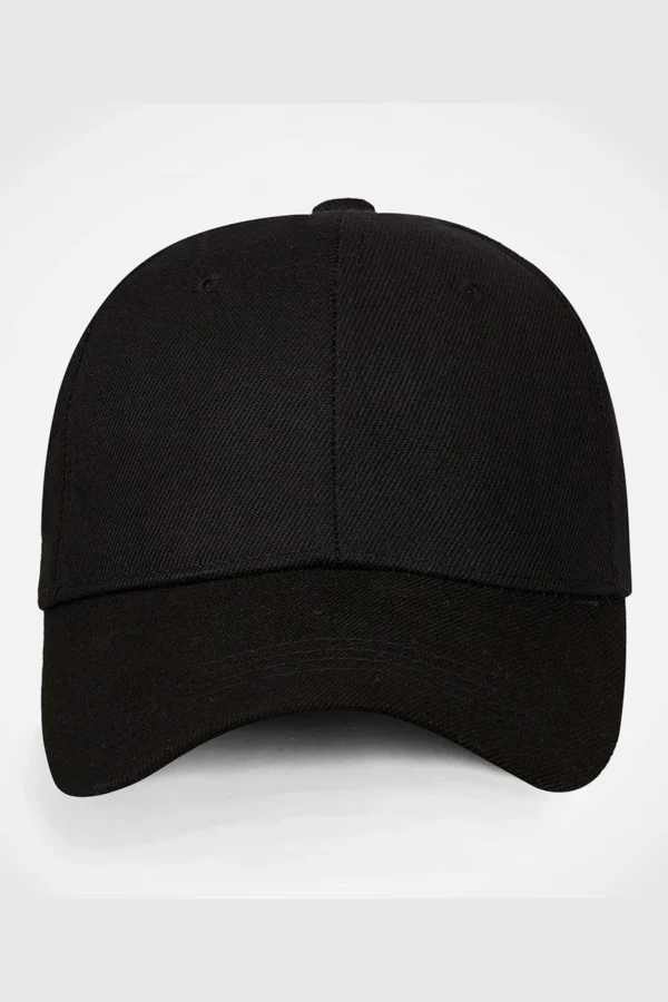 C63s Six-Panel Cap in Black — plain front view