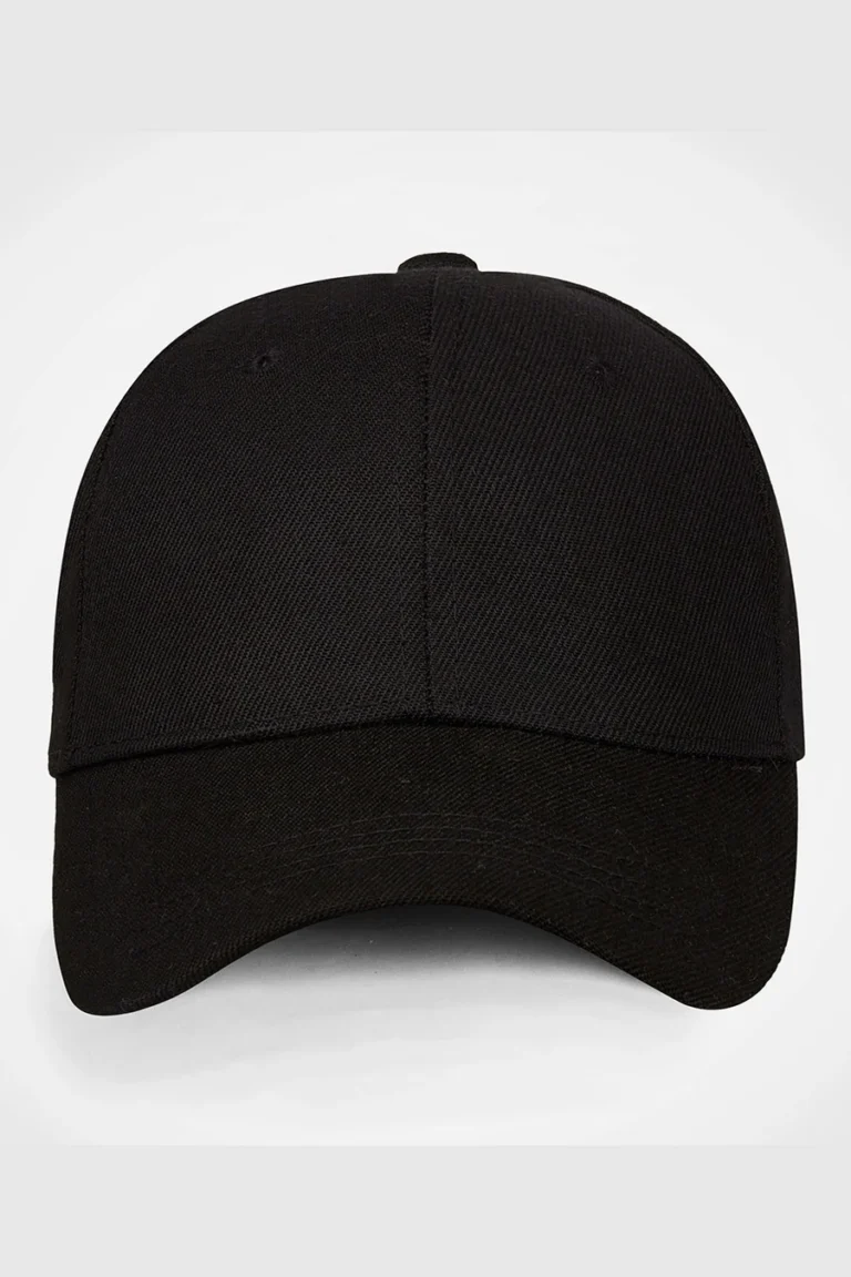 C63s Six-Panel Cap in Black — plain front view