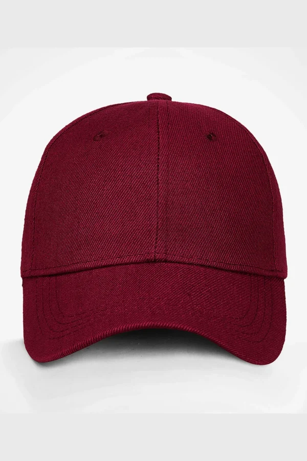 C63s Six-Panel Cap in Burgundy — plain front view