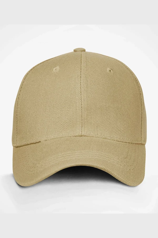 C63s Six-Panel Cap in Khaki — plain front view