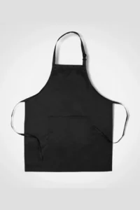 C63s Chef Apron in Black — plain front view
