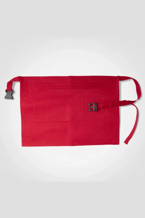 C63s Barista Apron in Red — plain front view