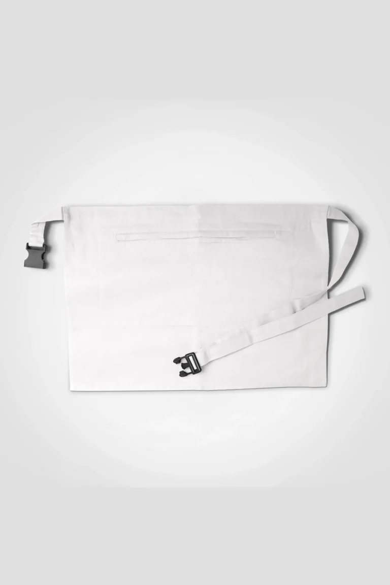C63s Barista Apron in White — plain front view