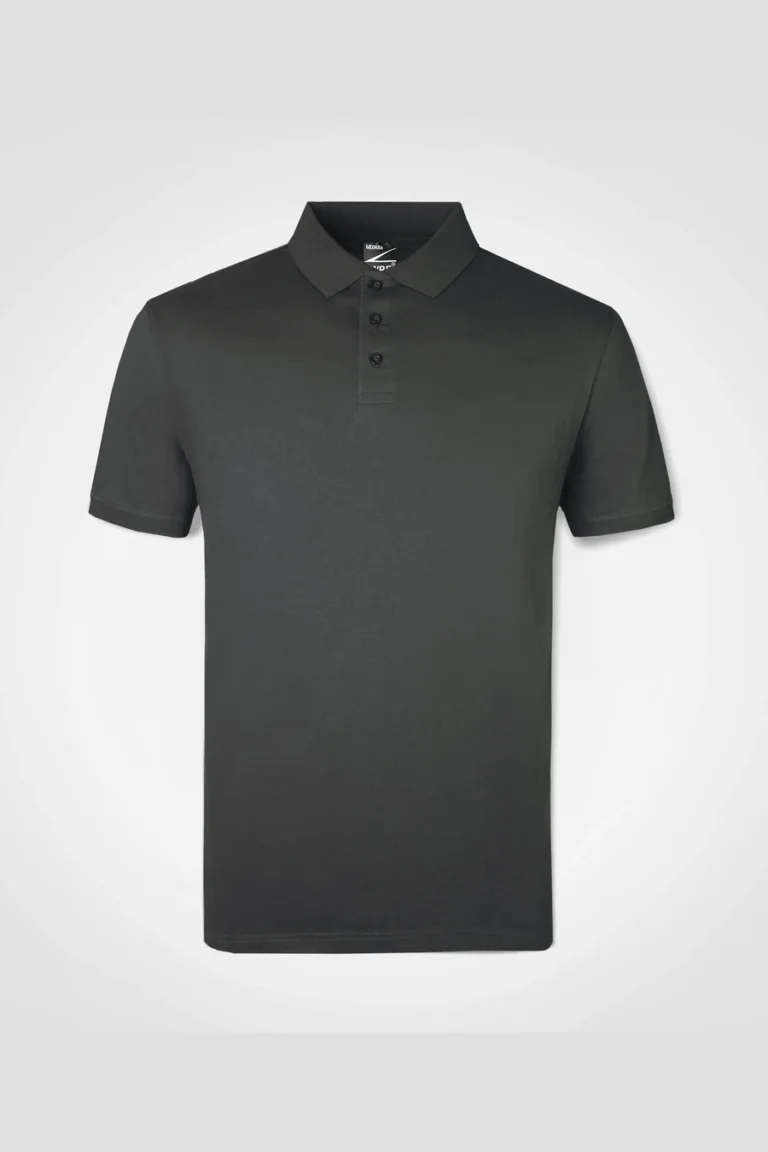 C63s Everyday Team Polo in Charcoal — plain front view