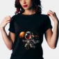 Cosmic Drifter graphic T-shirt — Black front view on the catalogue model