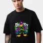 Daffy Street Rebel graphic T-shirt — Black front view on the catalogue model