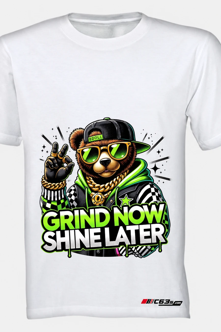 Grind Now, Shine Later Graphic T-Shirt — grey melange front view
