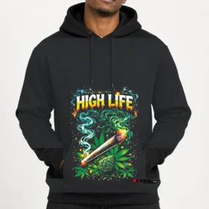High Life Pullover Hoodie — charcoal melange front view