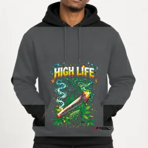 High Life Pullover Hoodie — grey melange front view