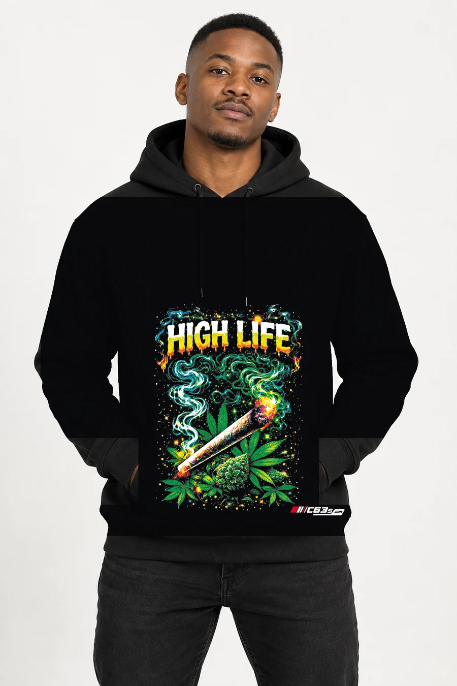High Life Pullover Hoodie — model front view