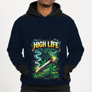 High Life Pullover Hoodie — navy front view