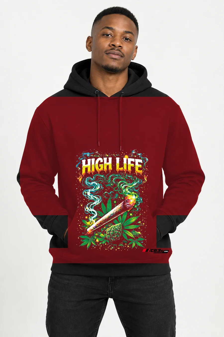 High Life Pullover Hoodie — red front view