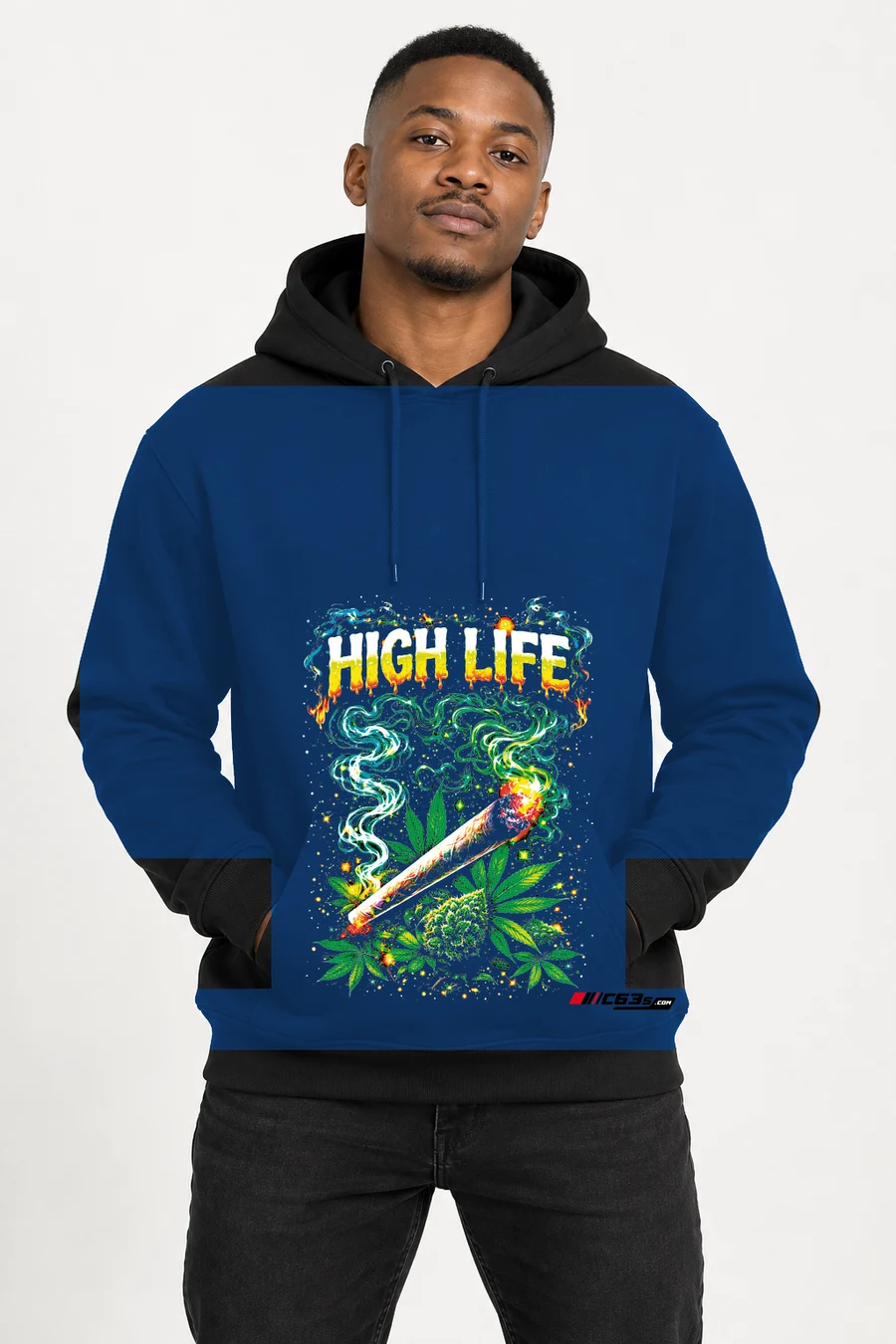 High Life Pullover Hoodie — royal front view