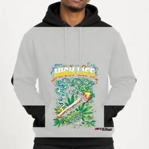 High Life Pullover Hoodie — white front view