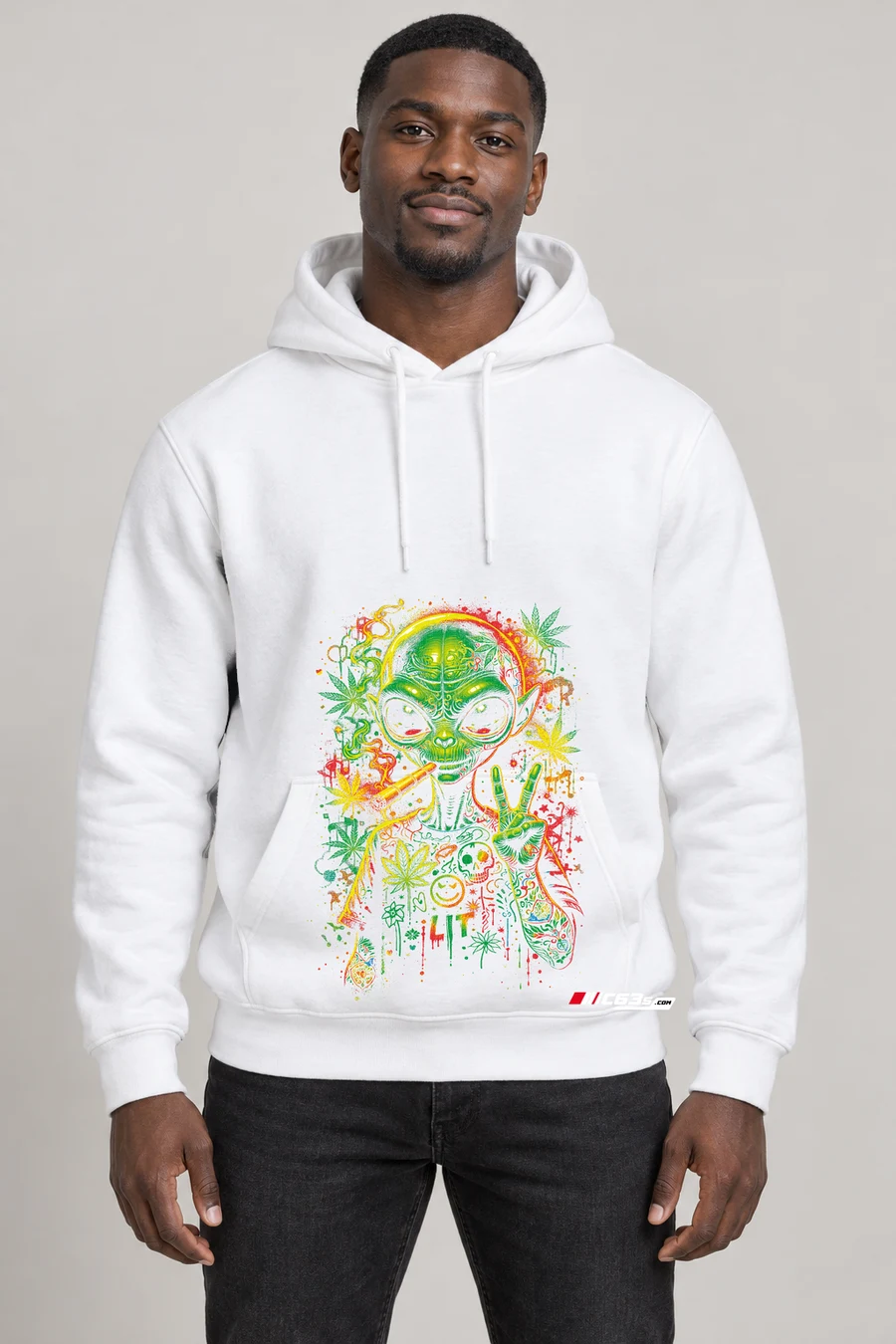 Intergalactic Haze Pullover Hoodie — black front view