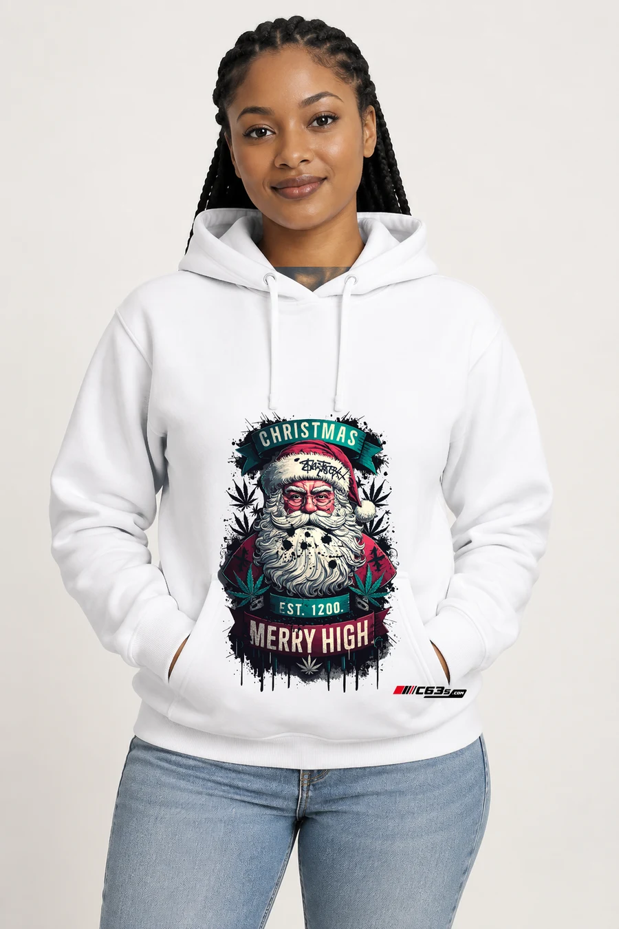 Merry High Pullover Hoodie — charcoal melange front view