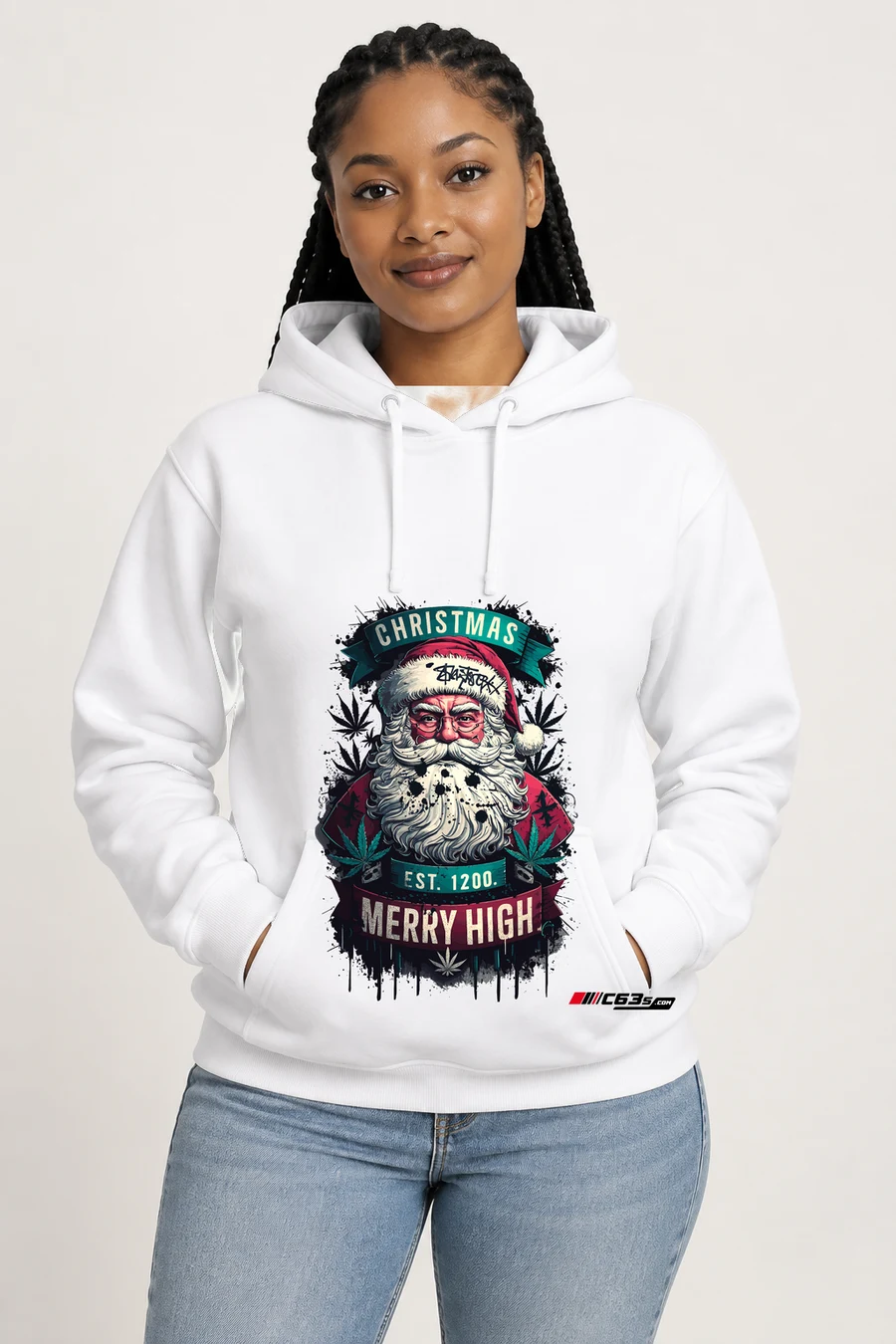 Merry High Pullover Hoodie — model front view