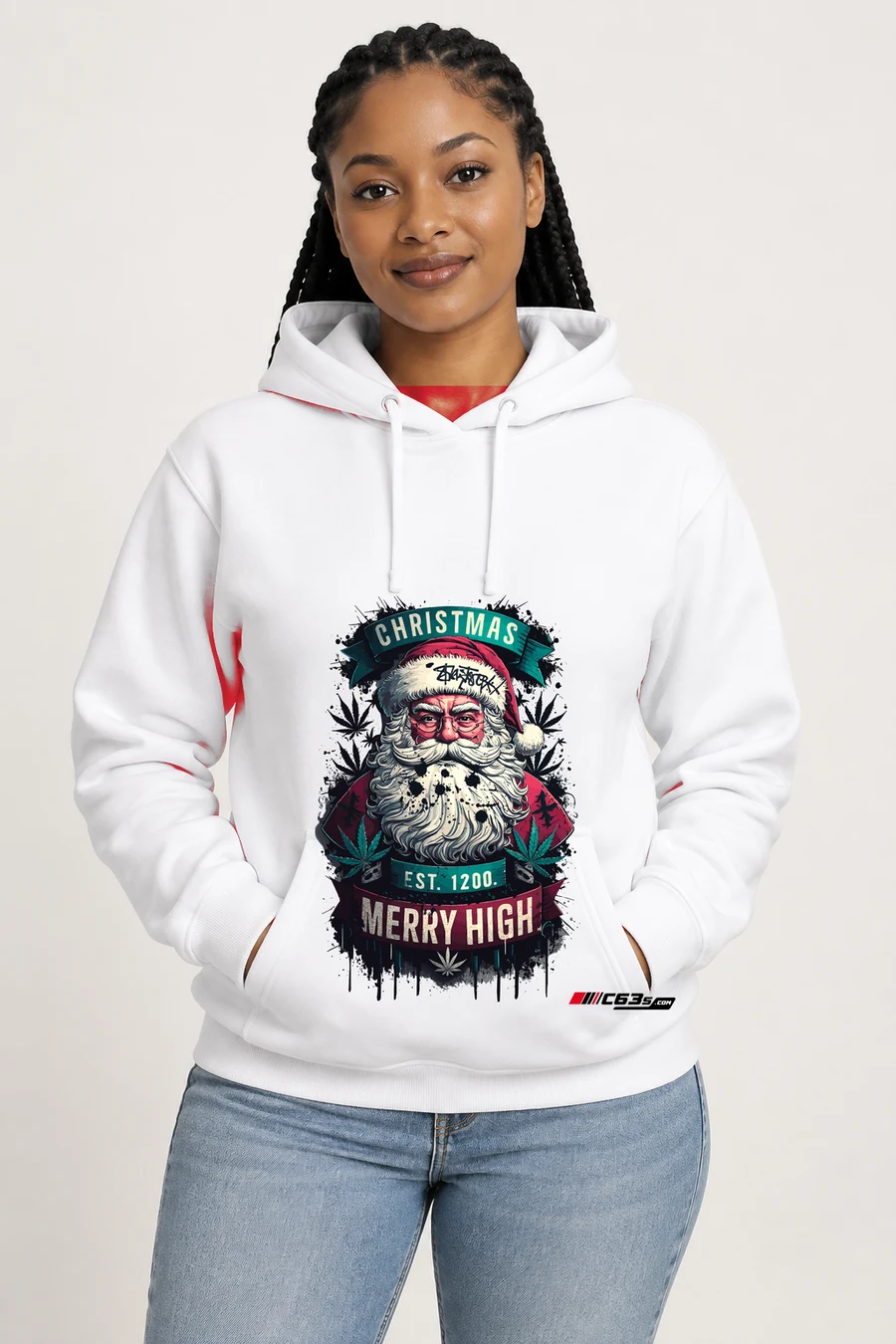 Merry High Pullover Hoodie — red front view