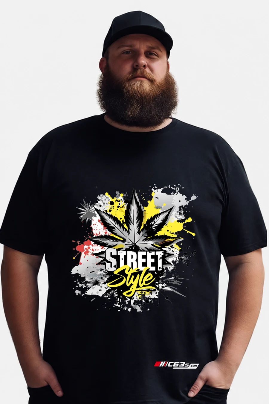 Street Style Hawk Graphic T-Shirt — model front view