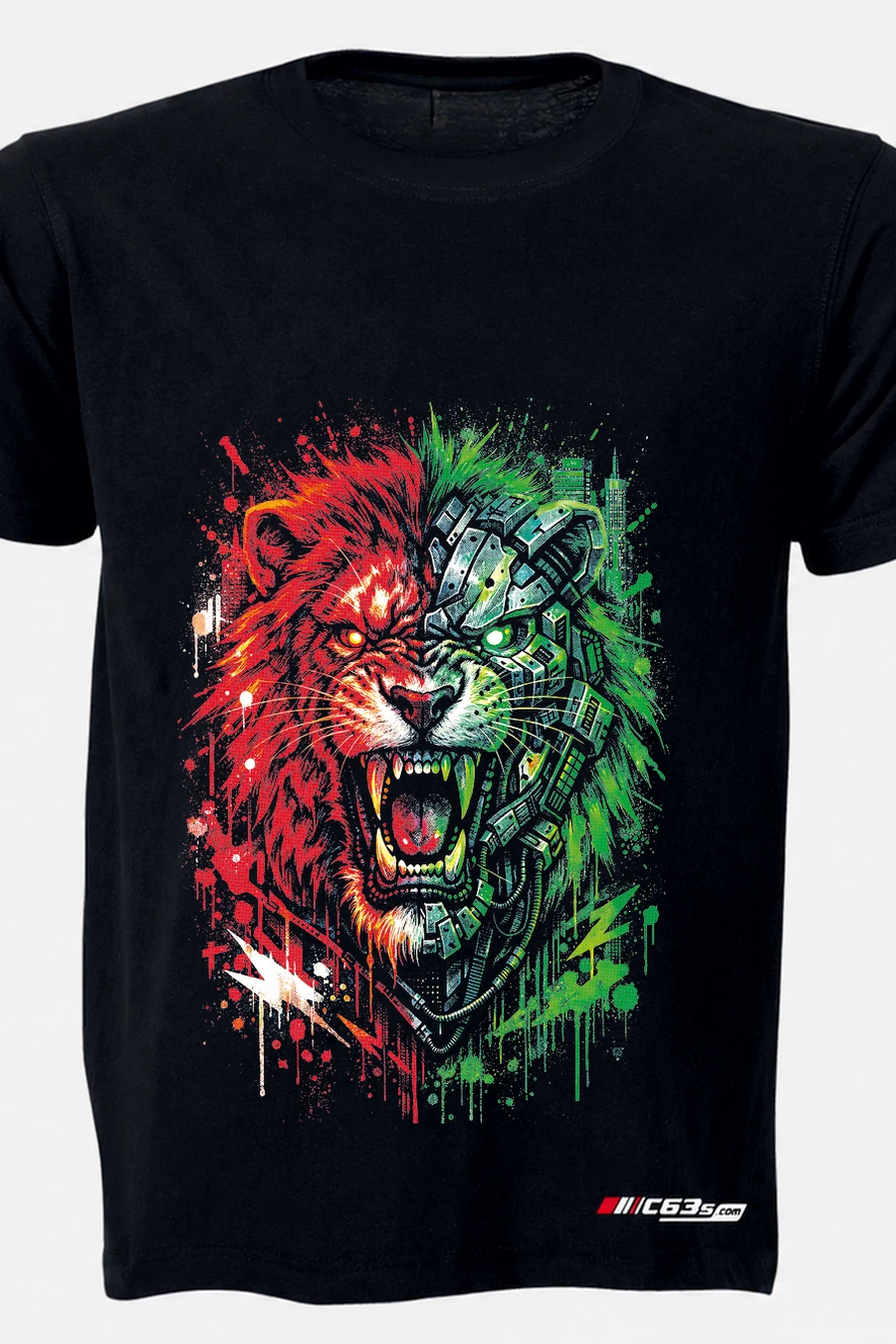 Tiger Duality Graphic T-Shirt — military melange front view