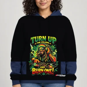 Turn Up and Burn One Pullover Hoodie — model front view