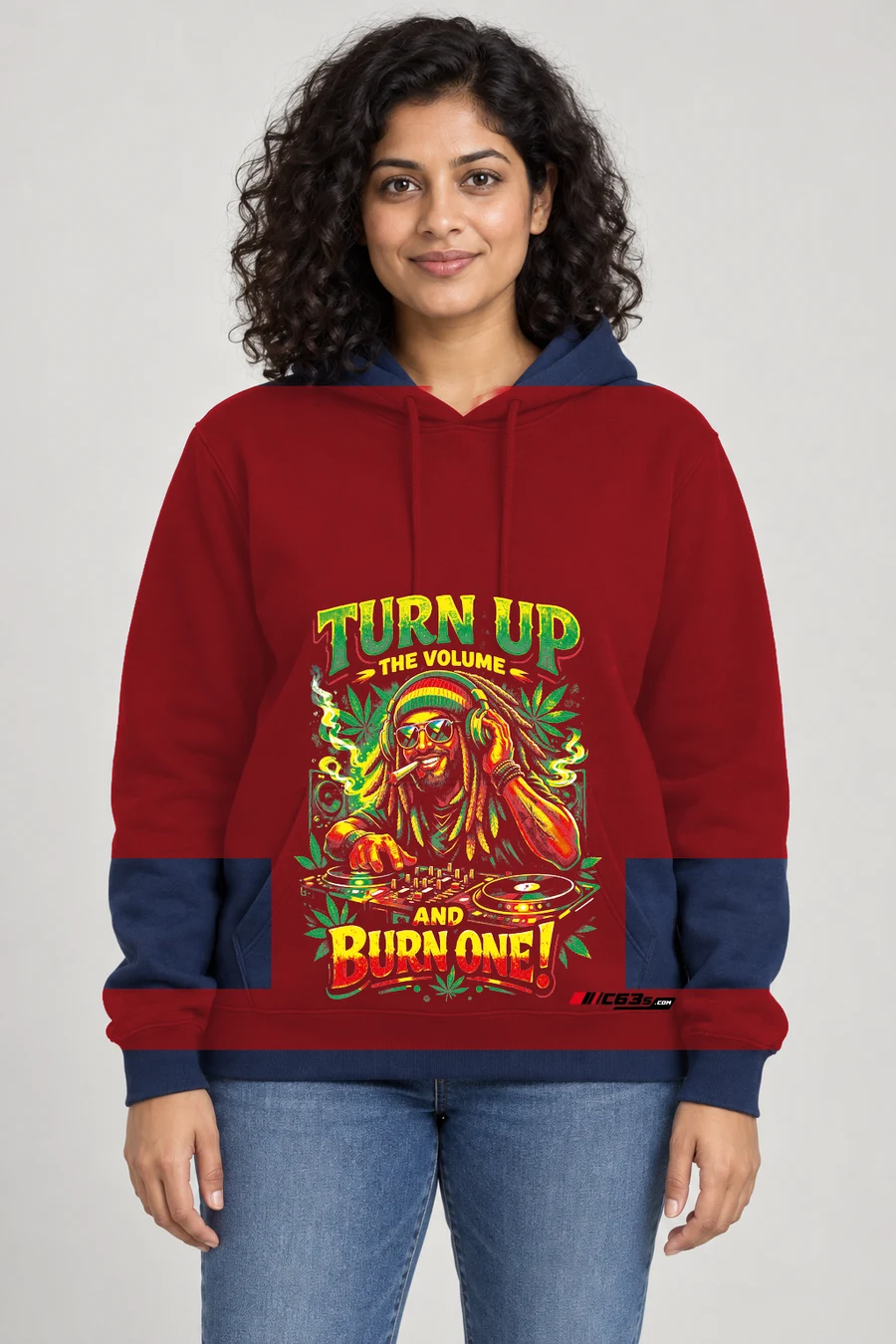 Turn Up and Burn One Pullover Hoodie — red front view