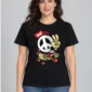 Peace Skater on a black tee — model front view