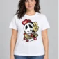 Peace Skater on a white tee — model front view