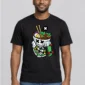 Ramen Skater on a black tee — model front view