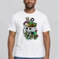 Ramen Skater on a white tee — model front view