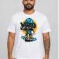 Savage Skater on a white tee — model front view