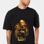 El Padrino — Family & Power graphic T-shirt — Black front view on the catalogue model