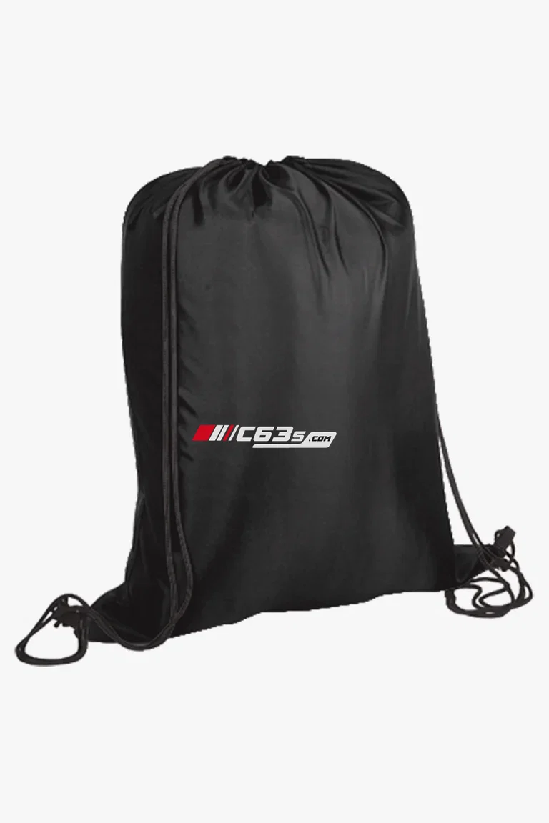 C63s Lightweight Drawstring Bag — C63s logo branding preview; custom branding quoted separately
