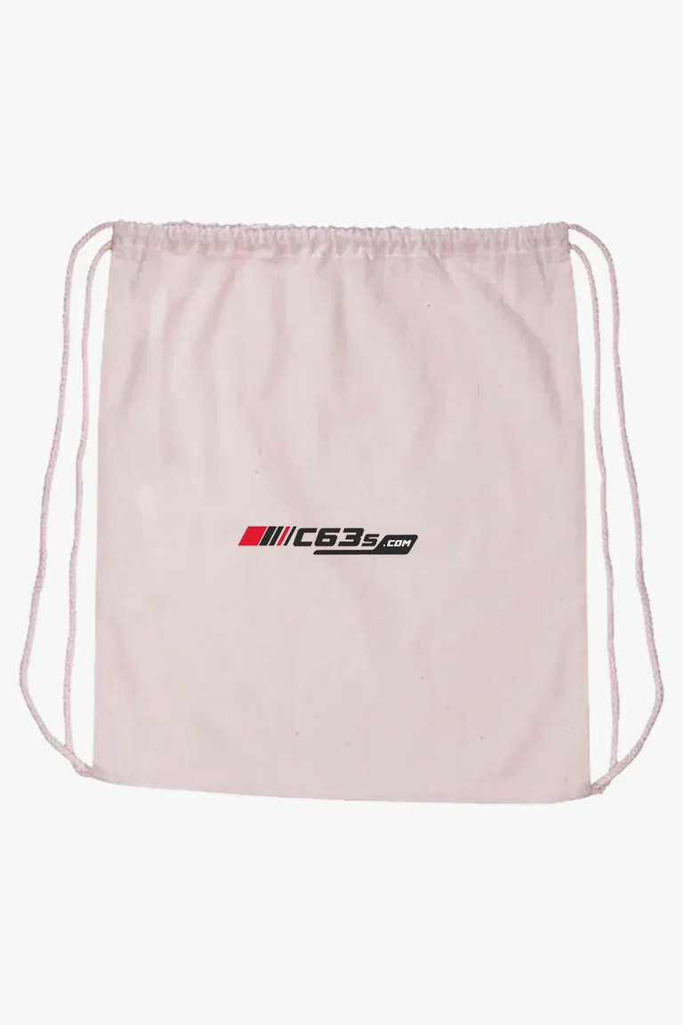 C63s Curtis Drawstring Bag — C63s logo branding preview; custom branding quoted separately