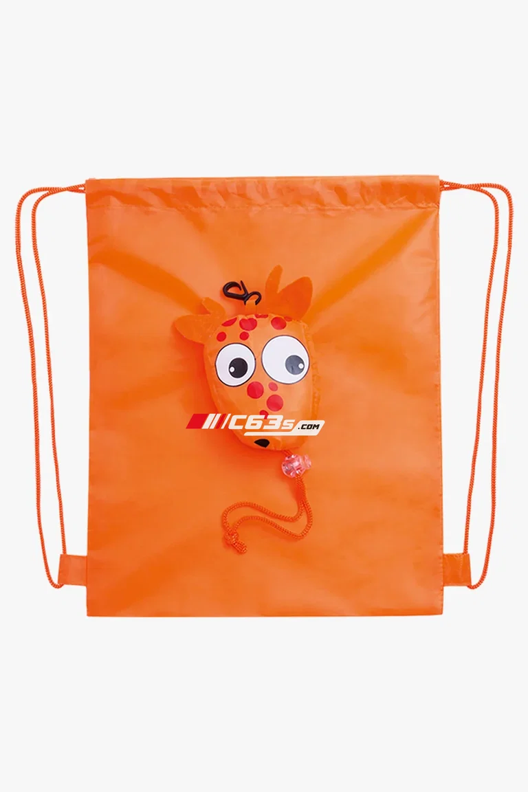 C63s Kissa Foldable Drawstring Bag — C63s logo branding preview; custom branding quoted separately