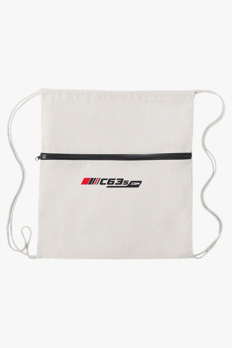 C63s Drawstring Bag Selcam — C63s logo branding preview; custom branding quoted separately
