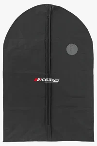 C63s PEVA Garment Bag — C63s logo branding preview; custom branding quoted separately