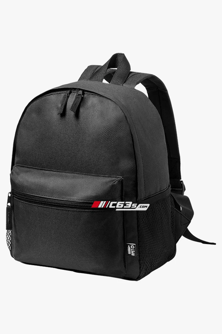 C63s Backpack Maggie — C63s logo branding preview; custom branding quoted separately