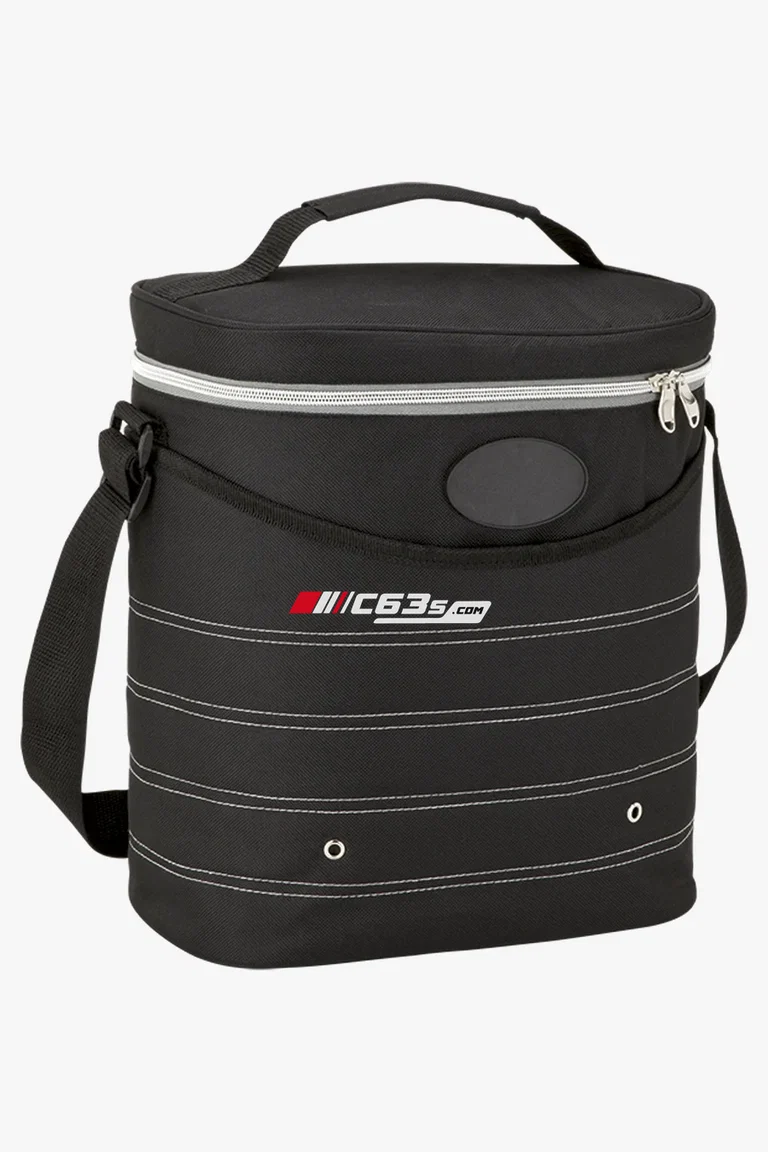 C63s Oval Cooler Bag — C63s logo branding preview; custom branding quoted separately