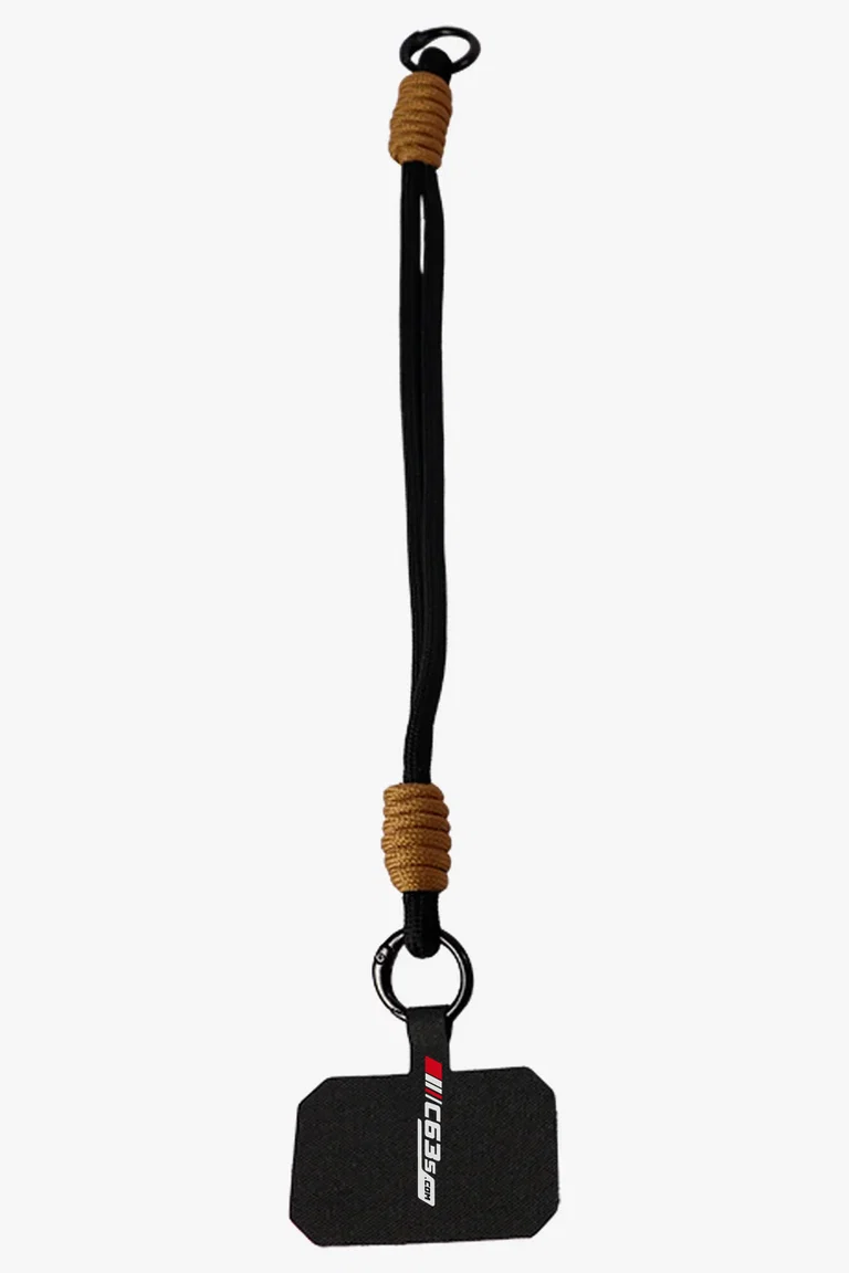 C63s Cellphone Double Rope Wrist Lanyard — C63s logo branding preview; custom branding quoted separately