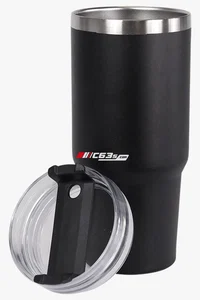C63s 3-In-1 Travel Mug — C63s logo branding preview; custom branding quoted separately