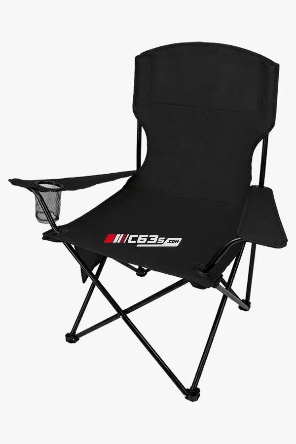 C63s Outdoor Folding Camping Chair — C63s logo branding preview; custom branding quoted separately