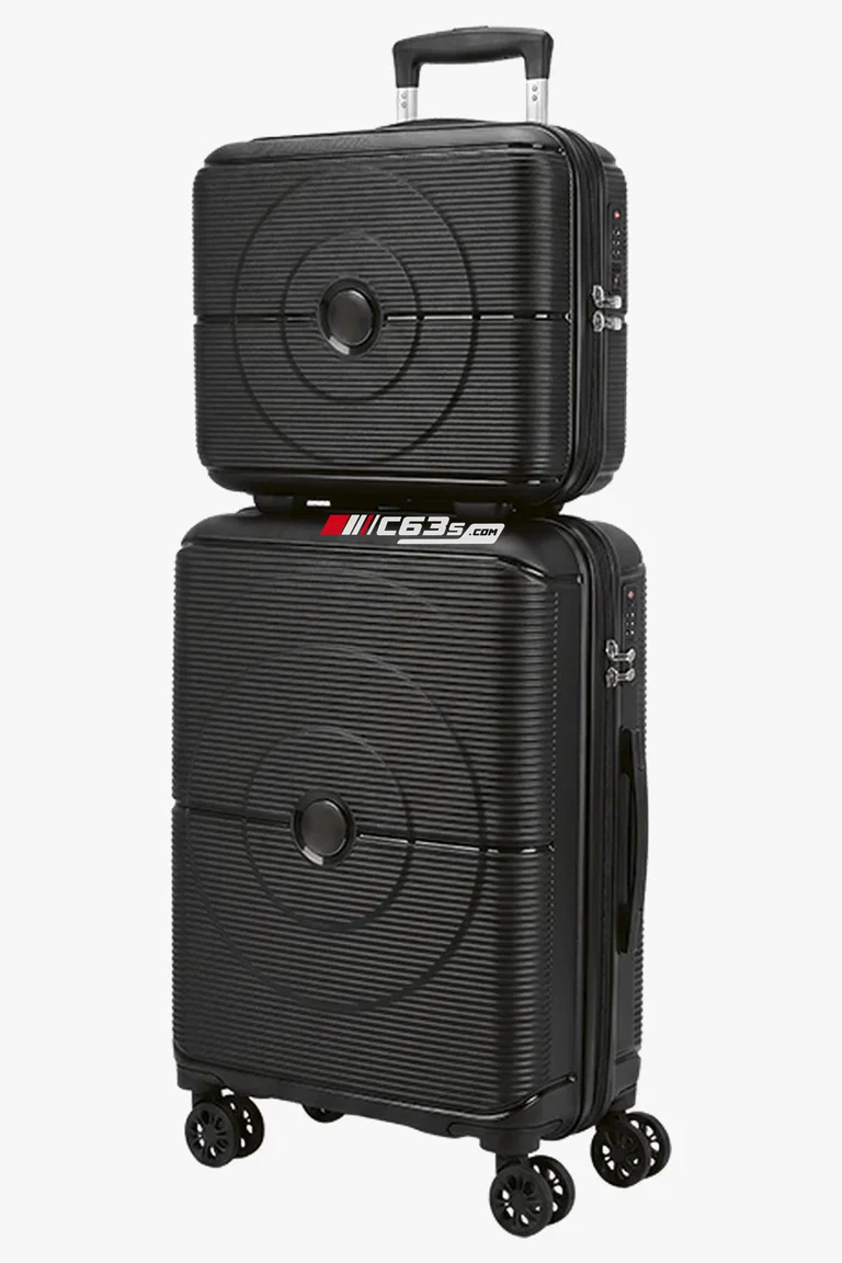 C63s Wave Hardshell Cabin Trolley With Gift — C63s logo branding preview; custom branding quoted separately